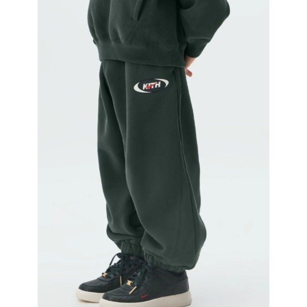NWT Kith X Nike Black Spruce Green Kids S Child Oversized Streetwear Sweatpants